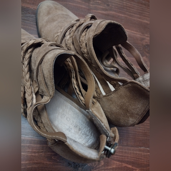 CASLON Genuine Leather Upper Braided Straps Boho Chic Suede Booties - Picture 7 of 9